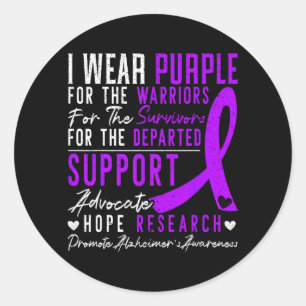 Wear Purple Alzheimers Awareness Dementia Disease Classic Round Sticker