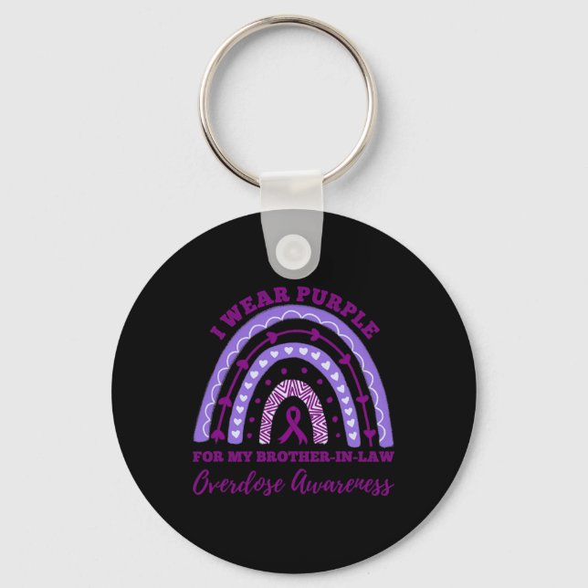 Wear Purple Brother In Law Overdose Awareness Rain Key Ring (Front)