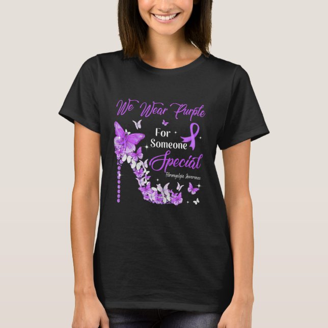 Wear Purple Butterflies Fibromyalgia Awareness  T-Shirt (Front)
