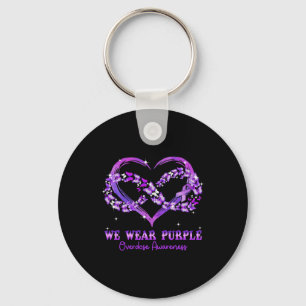 Wear Purple Butterfly Heart Overdose Awareness Key Ring