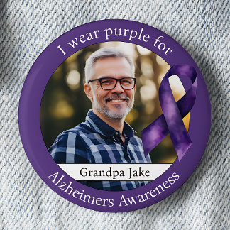 Wear Purple for Alzheimers Awareness Photo 6 Cm Round Badge
