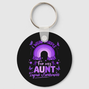 Wear Purple For Aunt Rainbow Purple Lupus Key Ring