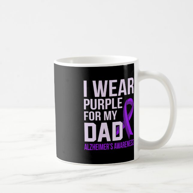 Wear Purple For Dad Alzheimer's Awareness Ribbon G Coffee Mug (Right)