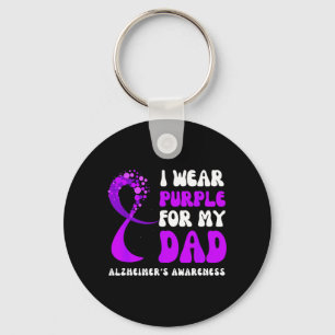 Wear Purple For Dad Alzheimers Brain Awareness Key Ring