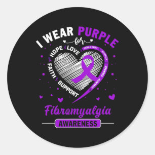 Wear Purple For Fibromyalgia Awareness Ribbon 1 Classic Round Sticker