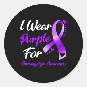 Wear Purple For Fibromyalgia Awareness Ribbon Classic Round Sticker
