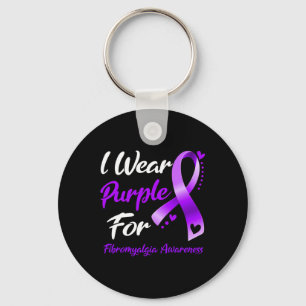 Wear Purple For Fibromyalgia Awareness Ribbon Key Ring