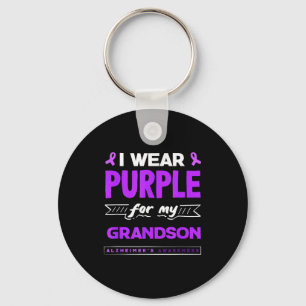 Wear purple for grandson alzheimer's awareness key ring
