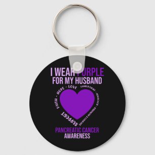 Wear Purple For Husband Pancreatic Cancer Awarenes Key Ring