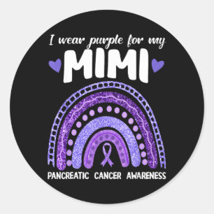 Wear Purple For Mimi Pancreatic Cancer Rainbow Classic Round Sticker