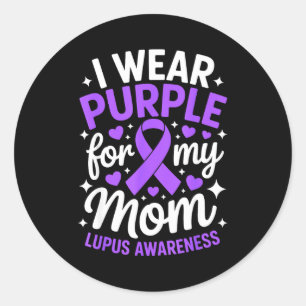 Wear purple for mum lupus awareness month sle classic round sticker