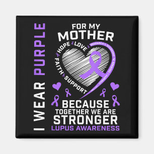 Wear Purple For Mum Lupus Awareness Ribbon Heart Magnet