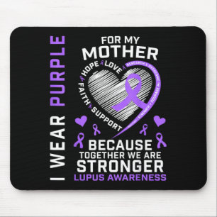 Wear Purple For Mum Lupus Awareness Ribbon Heart Mouse Mat
