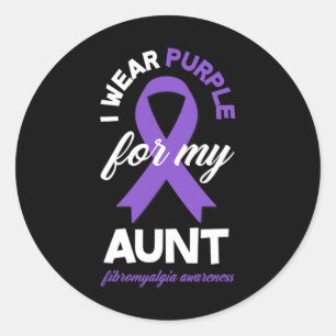 Wear Purple For My Aunt Fibromyalgia Awareness 1 Classic Round Sticker