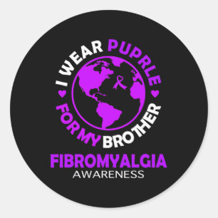 Wear Purple For My Brother Fibromyalgia Awareness  Classic Round Sticker