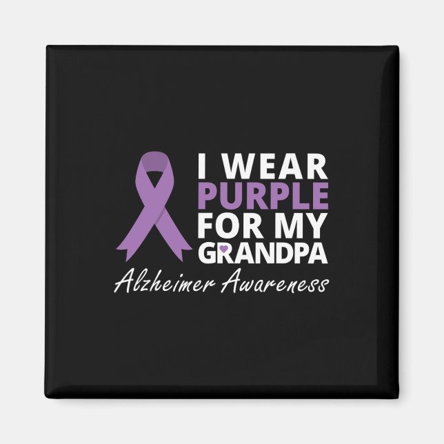 Wear Purple For My Grandpa Ribbon Family Love  Magnet (Front)
