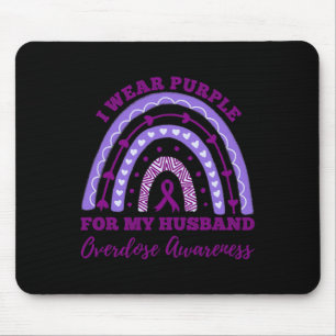 Wear Purple For My Husband Overdose Awareness Rain Mouse Mat