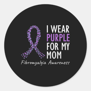 Wear Purple For My Mum Fibromyalgia Awareness Ribb Classic Round Sticker