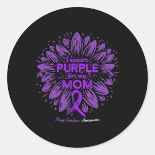 Wear Purple For My Mum Sunflower Drug Overdose Awa Classic Round Sticker