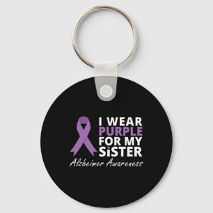 Wear Purple For My Sister Ribbon Family Love Key Ring