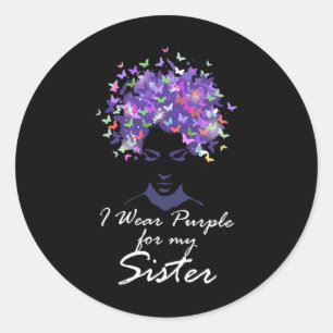 Wear Purple For My Sister Support Alzheimerheimer  Classic Round Sticker