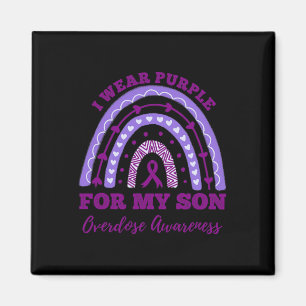 Wear Purple For My Son Overdose Awareness Rainbow Magnet
