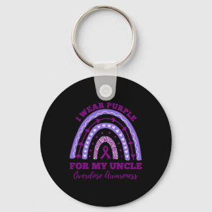 Wear Purple For My Uncle Overdose Awareness Rainbo Key Ring