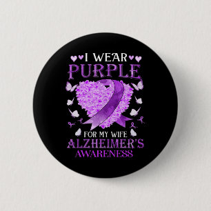 Wear Purple For My Wife Alzheimerheimer Awareness 6 Cm Round Badge