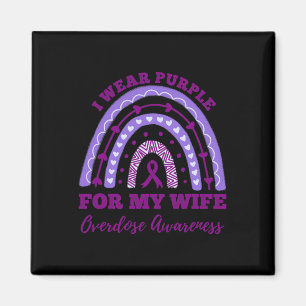 Wear Purple For My Wife Overdose Awareness Rainbow Magnet