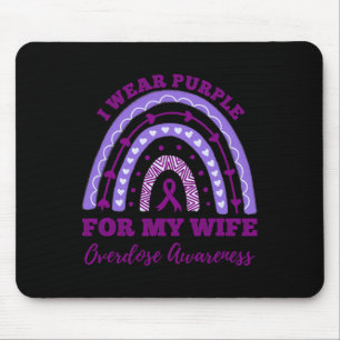 Wear Purple For My Wife Overdose Awareness Rainbow Mouse Mat