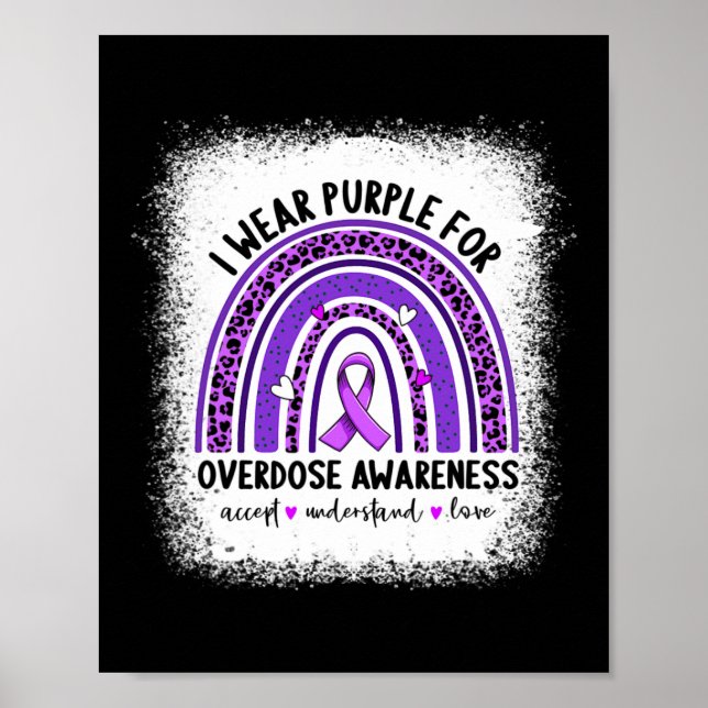 Wear Purple For Overdose Awareness Boho Rainbow Ri Poster (Front)