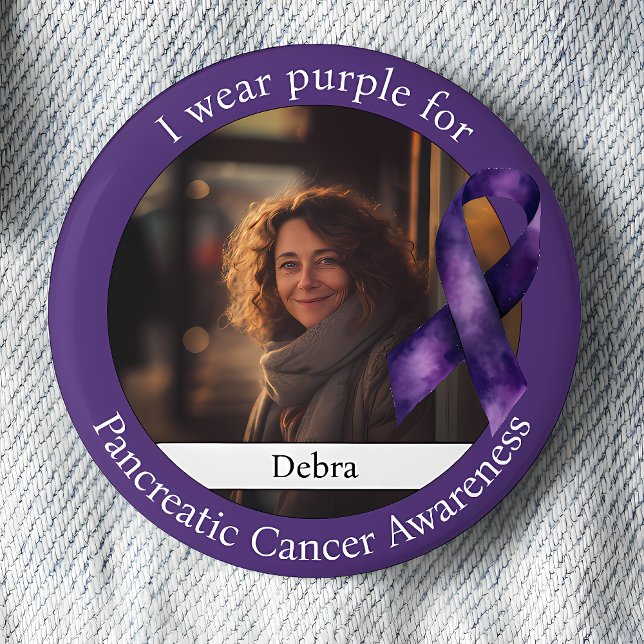 Wear Purple for Pancreatic Cancer Awareness Photo 6 Cm Round Badge (Creator Uploaded)