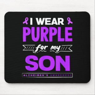 Wear purple for son alzheimer's awareness ribbon mouse mat