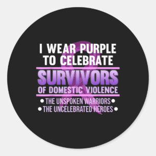 Wear Purple For Survivor Domestic Violence Awarene Classic Round Sticker