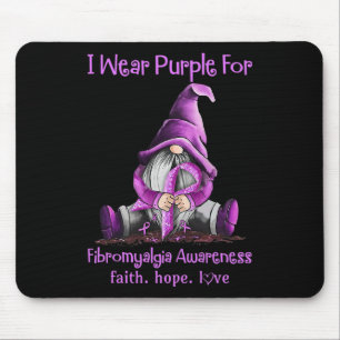 Wear Purple Gnomes Ribbon Fibromyalgia Awareness Mouse Mat