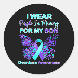 Wear Purple In Memory For My Son Overdose Awarenes Classic Round Sticker