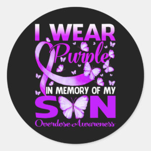 Wear Purple In Memory For My Son Overdose Awarenes Classic Round Sticker