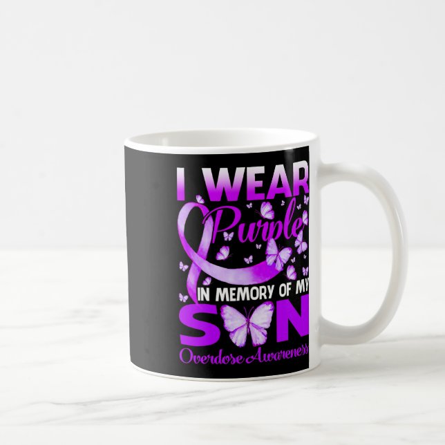 Wear Purple In Memory For My Son Overdose Awarenes Coffee Mug (Right)