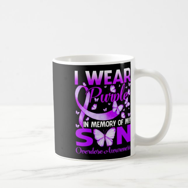 Wear Purple In Memory For My Son Overdose Awarenes Coffee Mug (Right)