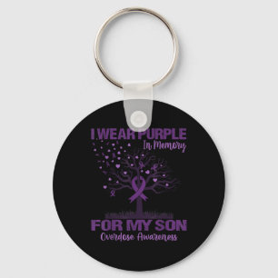 Wear Purple In Memory For My Son Overdose Awarenes Key Ring