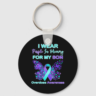 Wear Purple In Memory For My Son Overdose Awarenes Key Ring
