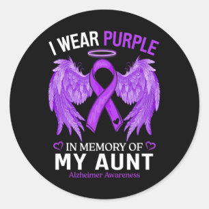 Wear Purple In Memory Of Aunt Alzheimerheimer Awar Classic Round Sticker