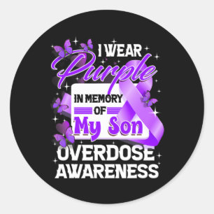 Wear Purple In Memory Of My Son Overdose Awareness Classic Round Sticker