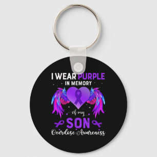 Wear Purple In Memory Of My Son Overdose Awareness Key Ring