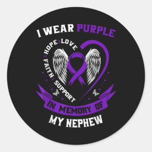 Wear Purple In Memory Of Nephew Pancreatic Cancer Classic Round Sticker