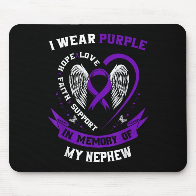 Wear Purple In Memory Of Nephew Pancreatic Cancer  Mouse Mat (Front)