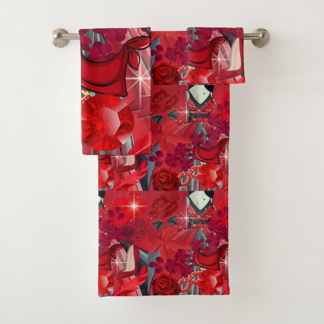 Wear Red Bath Towel Set (Insitu)