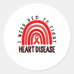 Wear Red Day Fight Heart Disease Awareness Ribbon Classic Round Sticker