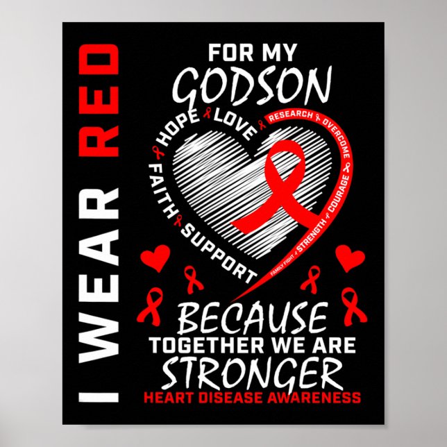 Wear Red For My Godson Heart Disease Awareness Rib Poster (Front)