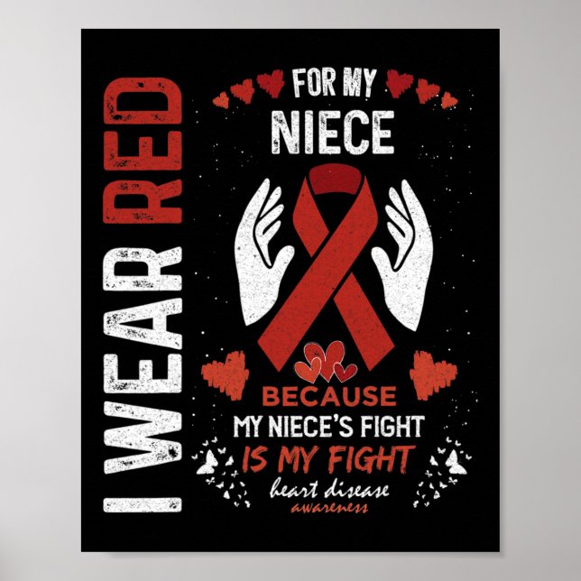 Wear Red For My Niece Fighter Heart Disease Awaren Poster (Front)